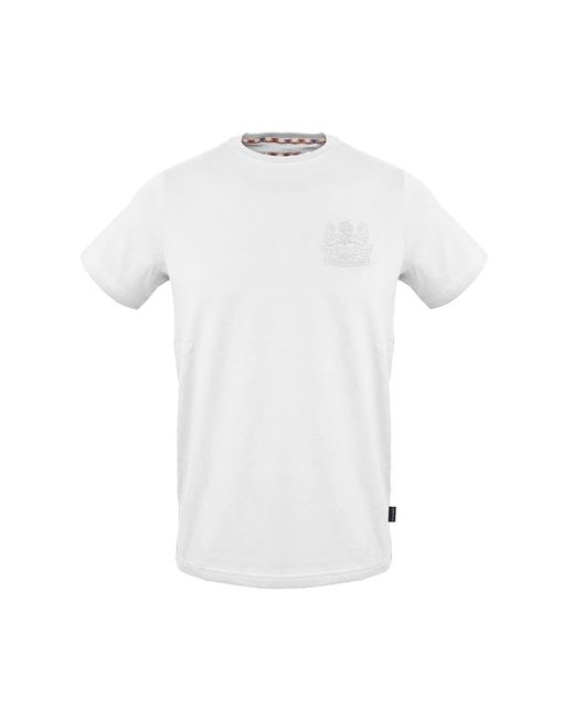 Aquascutum White Regular Fit Crew Neck Short Sleeve T-Shirt for men