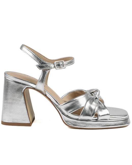 Jones Bootmaker Metallic Gloriana Block Heel Leather Buckled Sandals