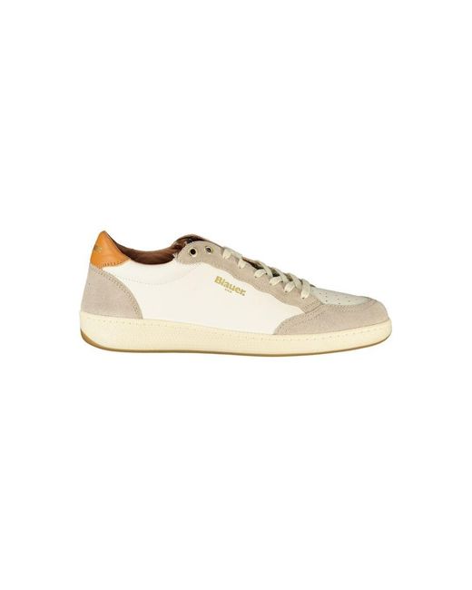 Blauer White Laceup Color Block Sneakers for men