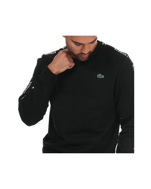 Lacoste Sweatshirt Met Logotape Voor , Zwart in het Black voor heren