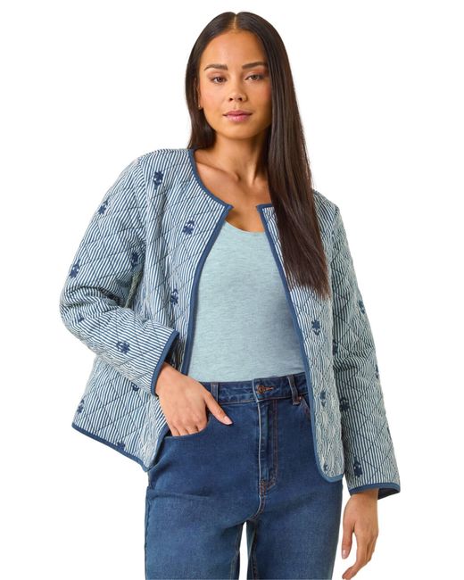 Roman Blue Petite Quilted Padded Jacket