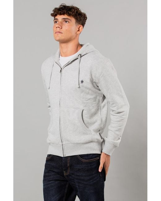 French Connection Gray Cotton Blend Zip Hoody for men
