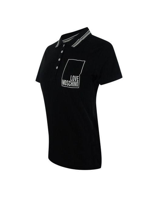 Moschino Black Love Small Box Logo Polo Shirt Cotton