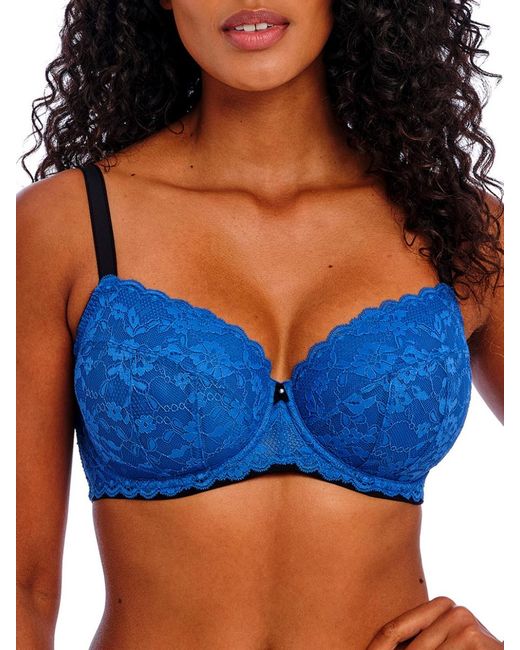 Freya Blue Offbeat Underwired Padded Half Cup Bra