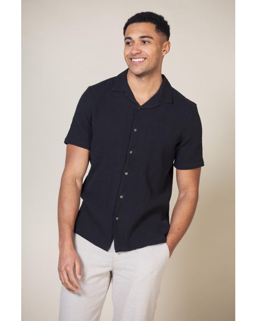 Nordam Blue 'Adio' Cotton Short Sleeve Button-Up Printed Shirt for men