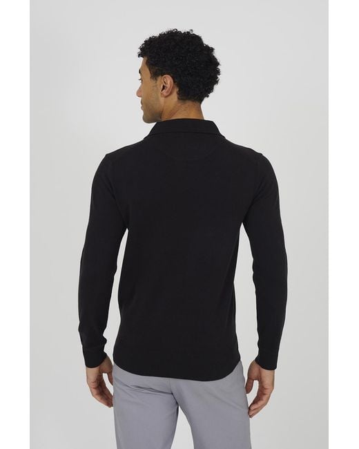 Brave Soul Blue Trophy Neck Knitted Polo for men