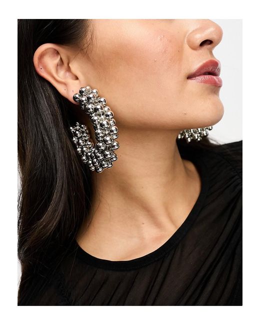 ASOS Black 75Mm Hoop Earrings With Multi Ball