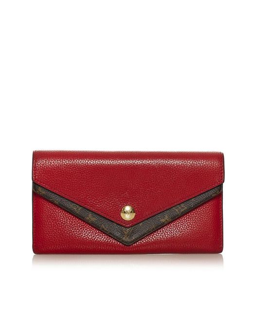 Louis Vuitton Vintage Double V Wallet Red Calf Leather