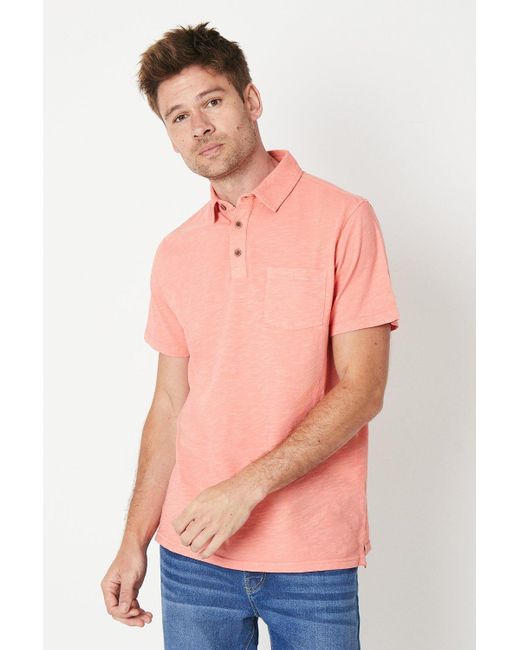 MAINE Pink Slub Polo for men