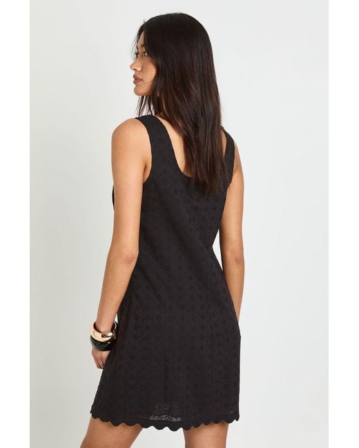 Boohoo Black Tall Broderie Scalloped Hem Shift Dress
