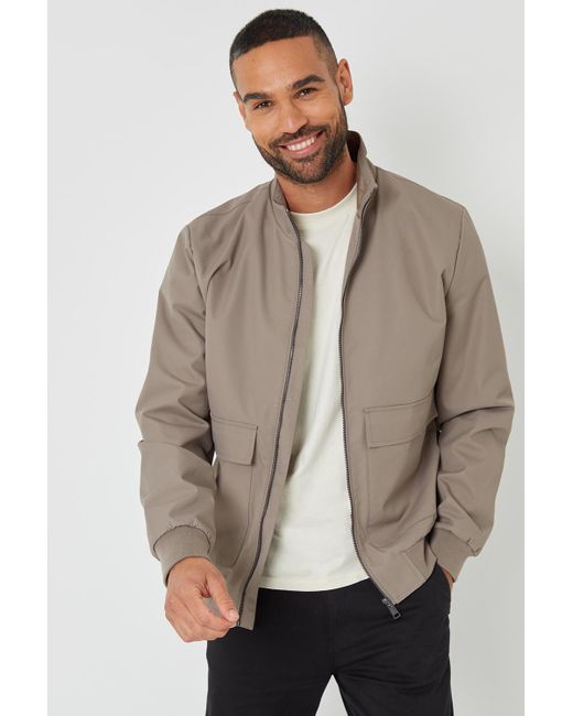 Threadbare Natural Patch Pocket Funnel Neck Harrington Style Jacket for men