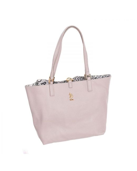 U.S. POLO ASSN. Pink Reversible Shopper Bag With Toiletry Bag Biurr5559Wvp