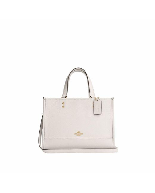 COACH White Refined Pebbled Leather Dempsey Carryall Bag