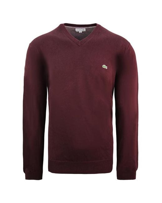 Lacoste Plain Herren Burgund Sweater in Red für Herren