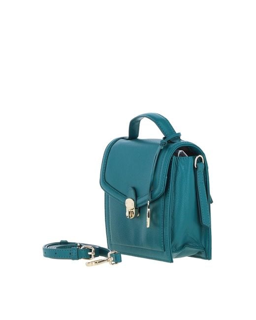 Ashwood Leather Green Compact Handbag With Detachable Crossbody Strap
