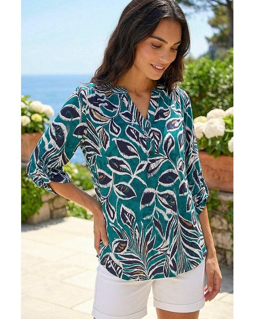 Roman Blue Textured Leaf Print Shirt