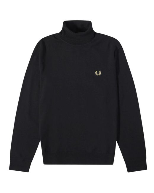 Fred Perry Blue Roll Neck Jumper Wool for men