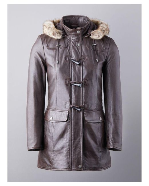 Lakeland Leather Brown Dockray Hooded Duffle Coat