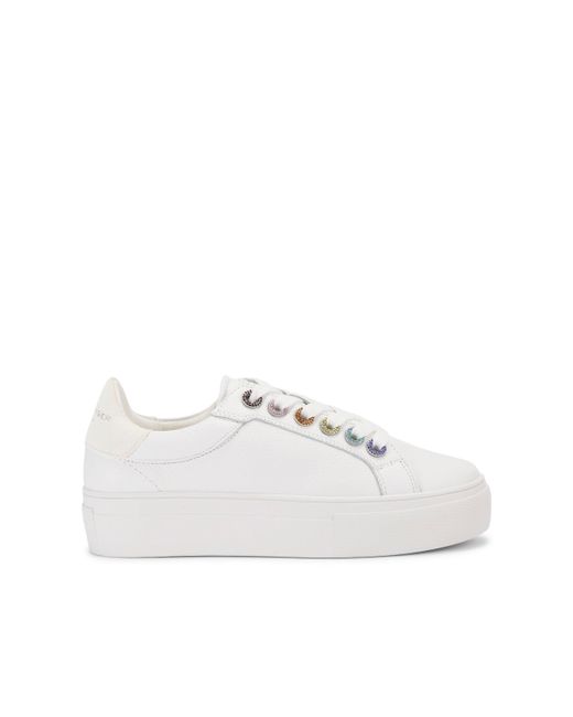 Kurt Geiger White Leather Kgl Crystal Cupsole Sneakers