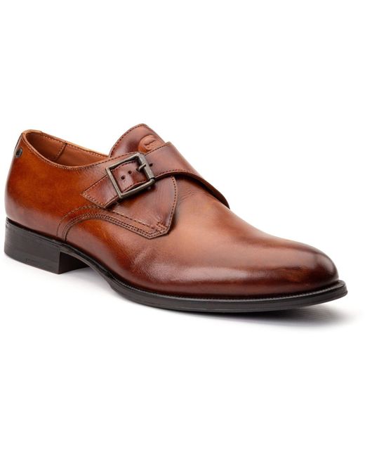 Base London Brown Faraday Leather Burnt Shoes for men