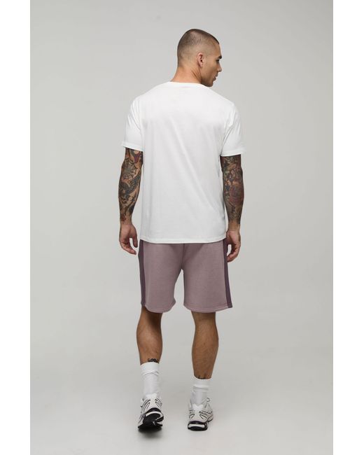 BoohooMAN Purple Regular Fit Panelled Jersey Short for men