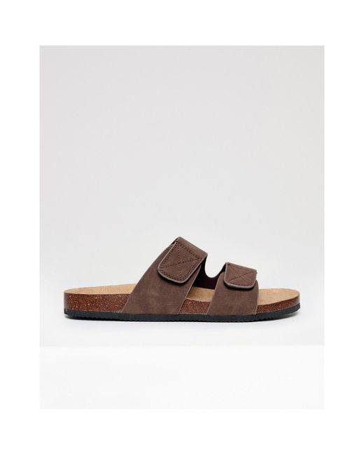 Threadbare Brown Artemis Open Toe Slide Sandals for men