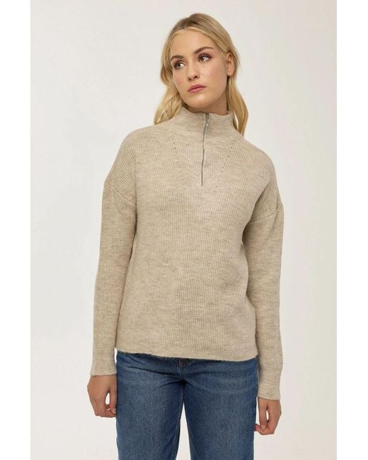 Hiccup Blue Oversized Zipper Collar Sweater