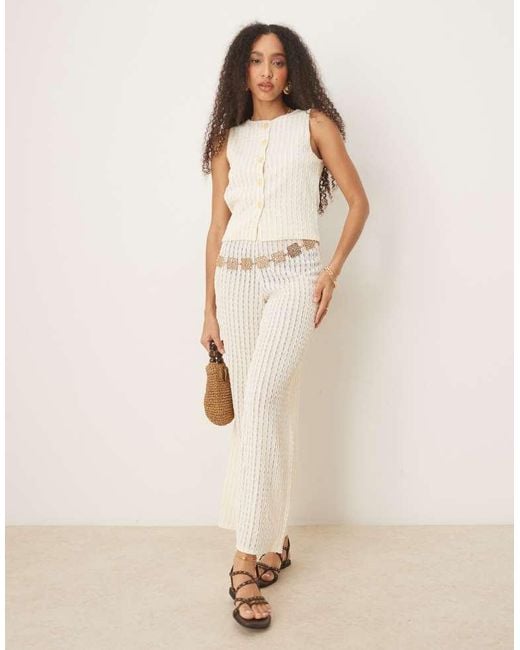 ASOS Natural Co-Ord Textured Semi Sheer Crochet Waistcoat Top