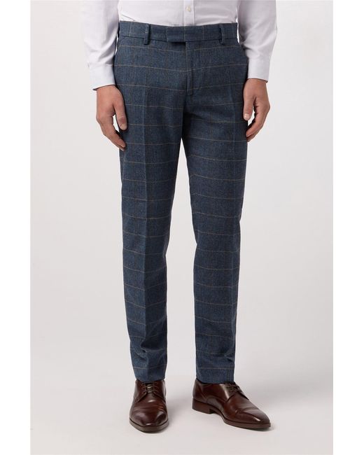 Antique Rogue Blue Slim Fit Suit Trousers for men