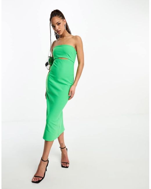 Forever New Green Bandeau Cut Out Midi Dress