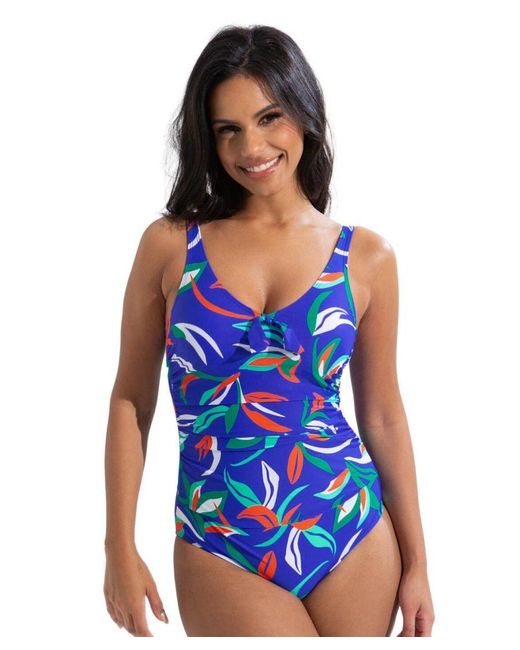 Pour Moi Blue 25511R Freedom Scoop Neck Tummy Control Swimsuit