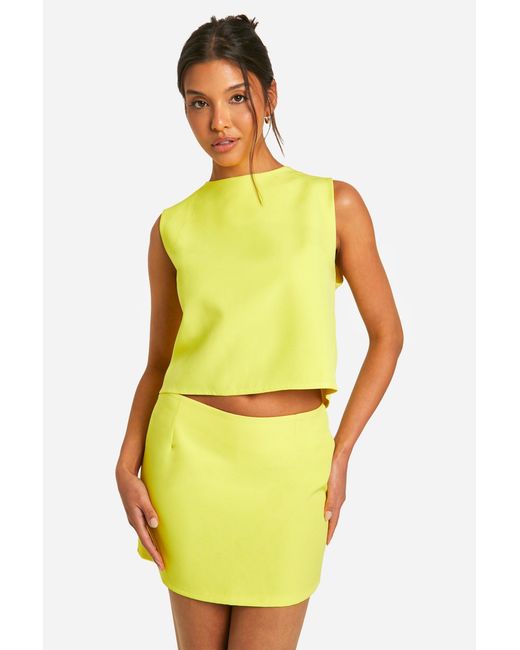 Boohoo Yellow Woven Mini Skirt