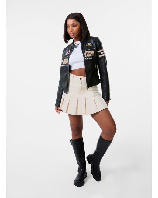 Pink Vanilla White Denim Pleat Mini Skirt