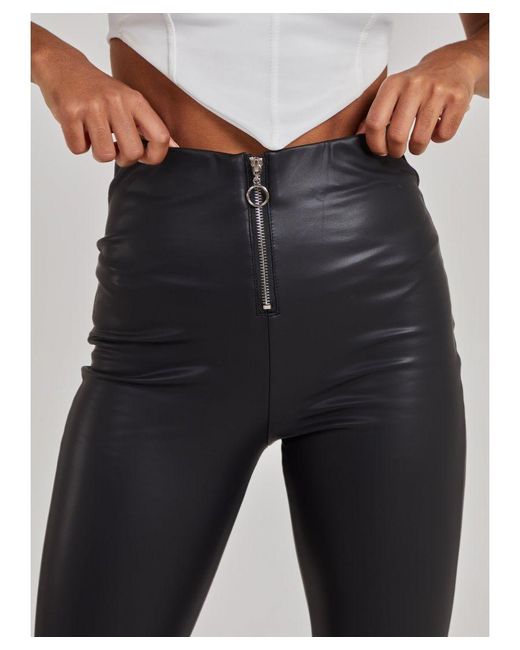 Pink Vanilla Black Pu Wide Leg Trousers