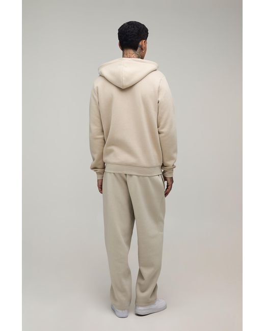 BoohooMAN Natural Tall Essential Regular Fit Zip Through Hoodie for men