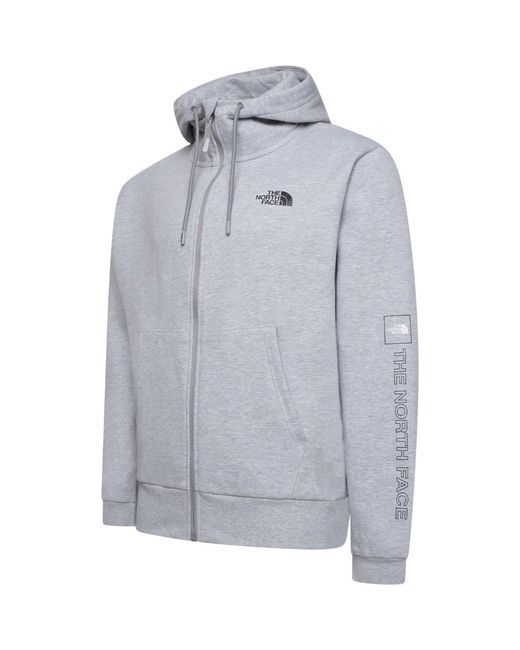 The North Face Gray M Outline Logo Box Hoodies Cotton for men