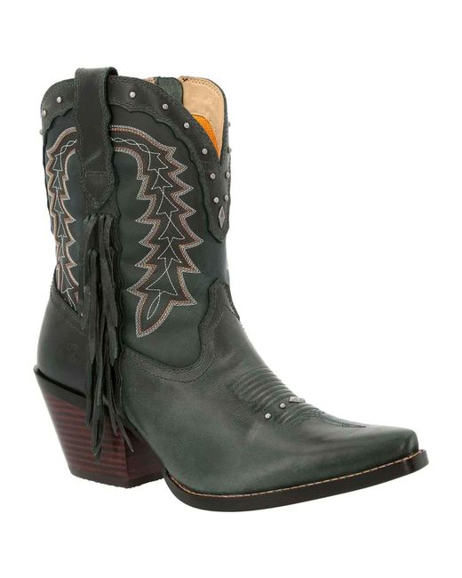 Durango Green Crush Bootie Leather Saddle/Denim Boots