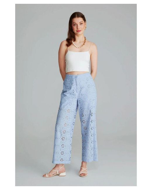 GUSTO Blue Embroidered Trousers
