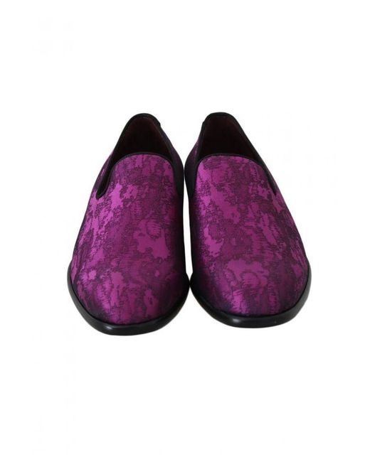 Dolce & Gabbana Purple Elegant Silk-Wool Blend Loafers for men
