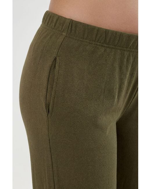 Boohoo Green Maternity Basic Rib Wide Leg Trouser