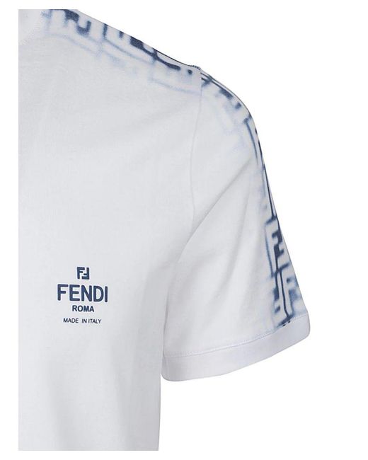 Fendi White Ff Monogram Faded Print Avio T-Shirt for men