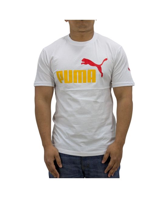 PUMA Gray T Shirt Essentials Logo Crew Neck Pullover Short Sleeve Casual Cotton for men