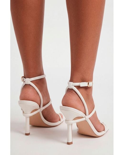 Boohoo White Padded Strappy High Heels