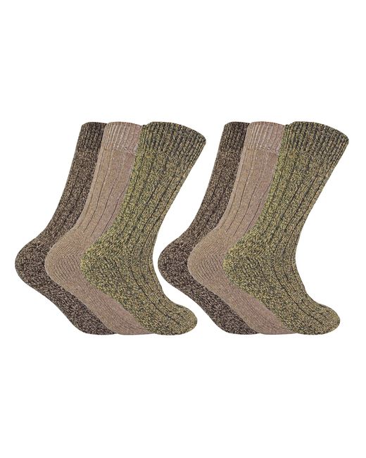 Sock Snob Green 6 Pack Thick Warm Wool Blend Hiking Socks for men