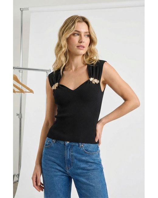 D.u.s.k Blue Hardware Trim Knit Top