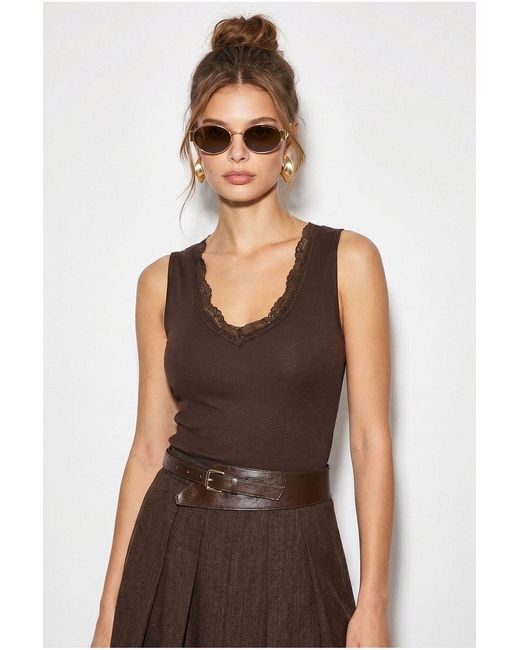 Bianco Lucci Brown Elastane Blouse