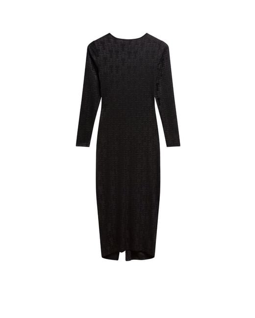 Ted Baker Black Sherlay Jacquard T Bodycon Gathered Dress