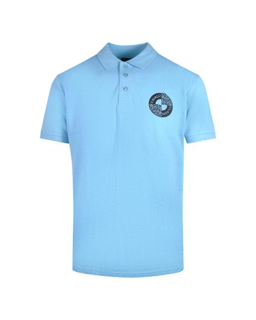 Roberto Cavalli Blue Circle Logo Light Polo Shirt Cotton for men