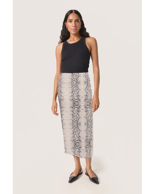 Soaked In Luxury Rok Slim Fit Grey Snake Print Multicolour in het Multicolor