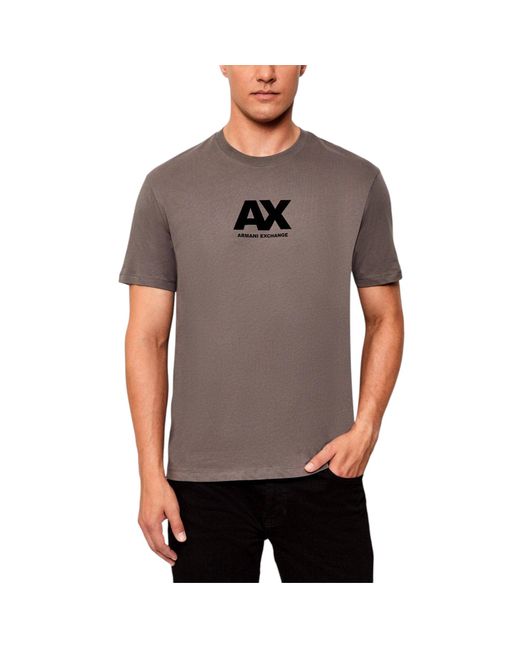 Armani Gray Exchange T-Shirts Milano Ax Print Casual Cotton New Summer Tee for men